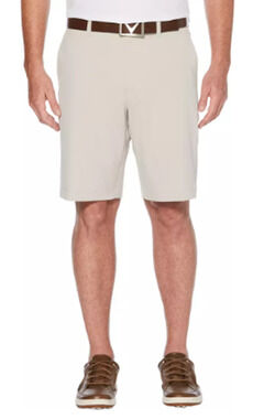 New Callaway 9" Flat Front Golf Shorts, Silver Lining Tan Color, Size 36